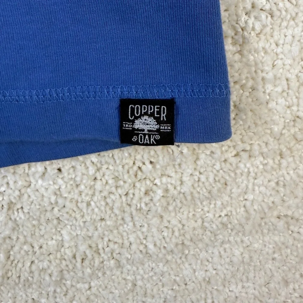 Copper & Oak Supply Mens Long‎ Sleeve Henley Shirt Blue Size L Distressed Edges